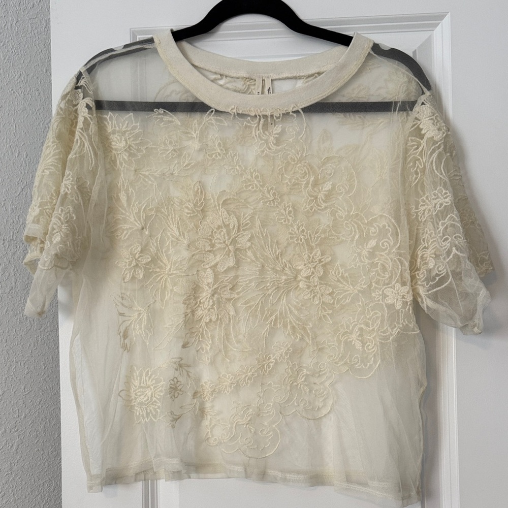 Anthropologie Sheer Lace Top